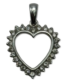 14kt WG & Approx 0.81ct Diamond Heart Shaped Pendant