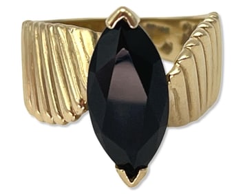 10kt YG & Obsidian Ring