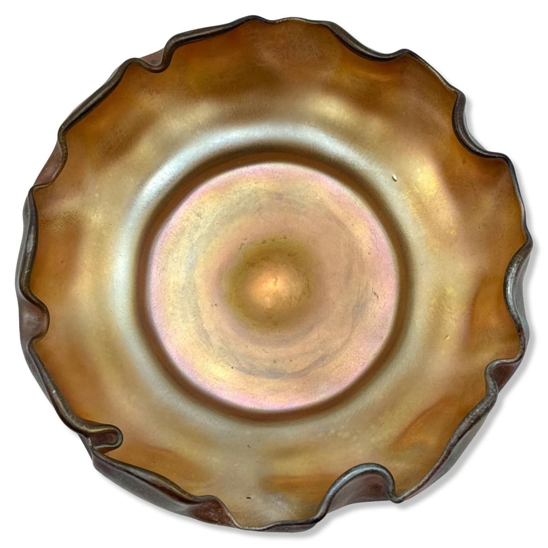 Tiffany Studios? Favrile Glass Bowl: Tiffany Studios? Favrile Glass Bowl measures H: 2 1/4" x DIA: 6 1/2". Numbered 4880 on bottom