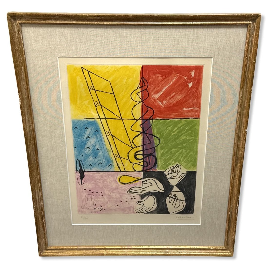 Signed Le Corbusier (French/Swiss, 1887-1965) Abstract Lithograph in Color (1 of 4)