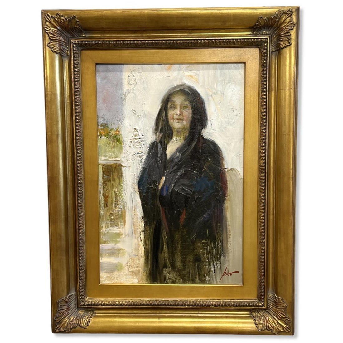 Signed Pino (1939-2010) Oil Painting on Canvas Portrait of a Lady: Signed Pino (1939-2010) Oil Painting on Canvas Portrait of a Lady. Signed lower right, measures 18" x 12", 4" frame
