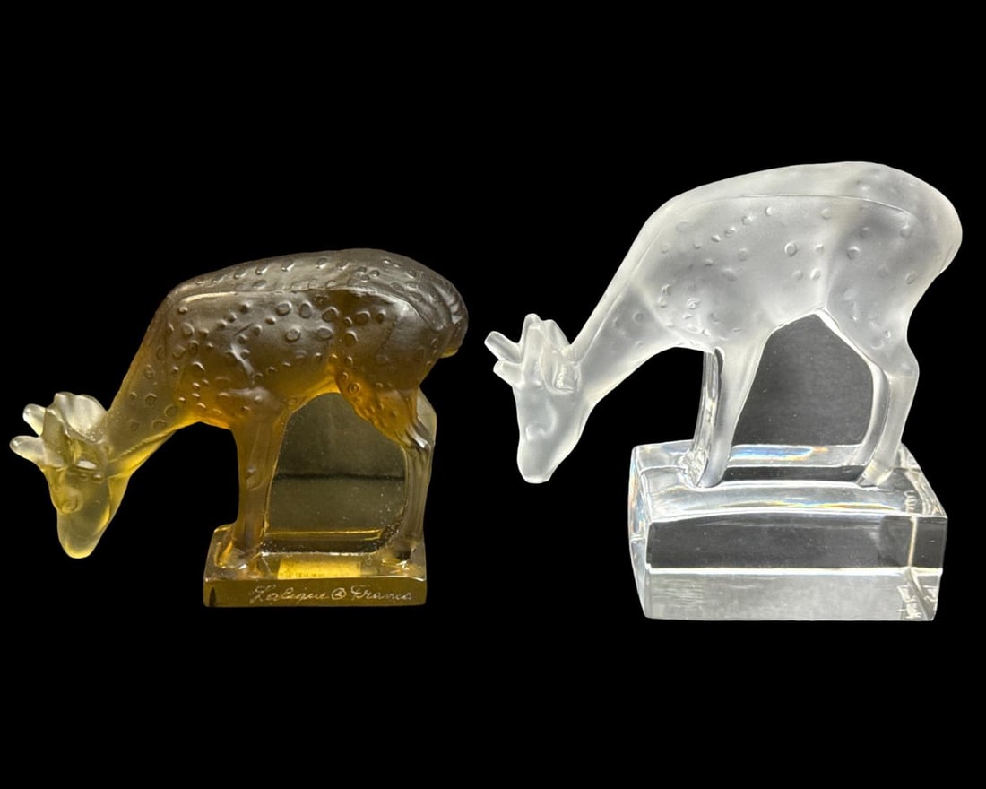 Pair of Lalique France Crystal Deer Figurines (1 of 2)
