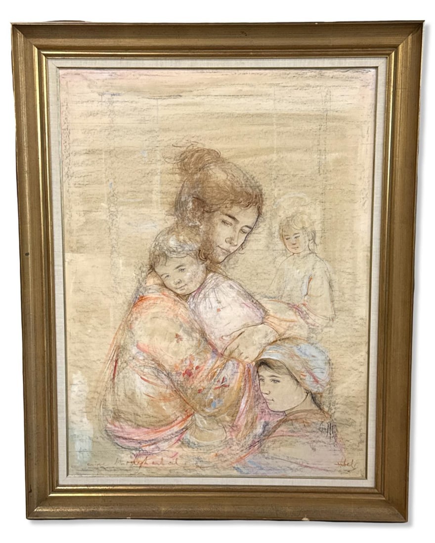 Signed Edna Hibel (1917-2014) Oil Painting on Board Mother with Child (1 of 5)