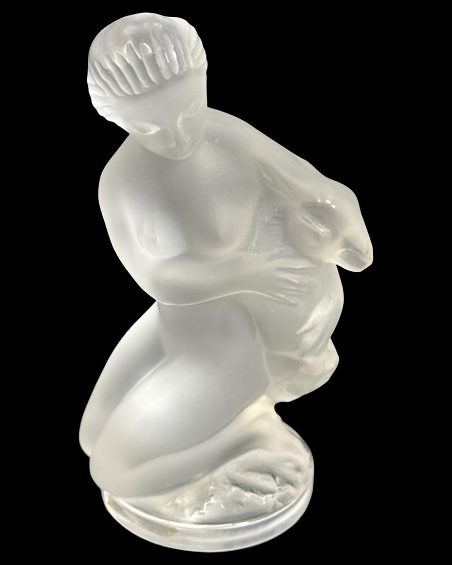 Lalique France Crystal Diana with Lamb Figurine (1 of 2)