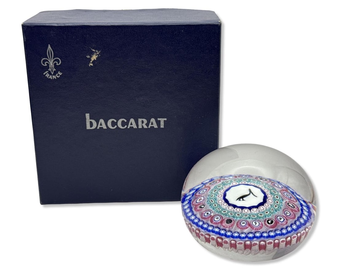 Baccarat Gridel Pelican Paperweight: Baccarat Gridel Pelican Paperweight. Marked, dated 1973, & numbered "48/240", measures H: 2 1/2" x DIA: 3 1/4". Includes original box