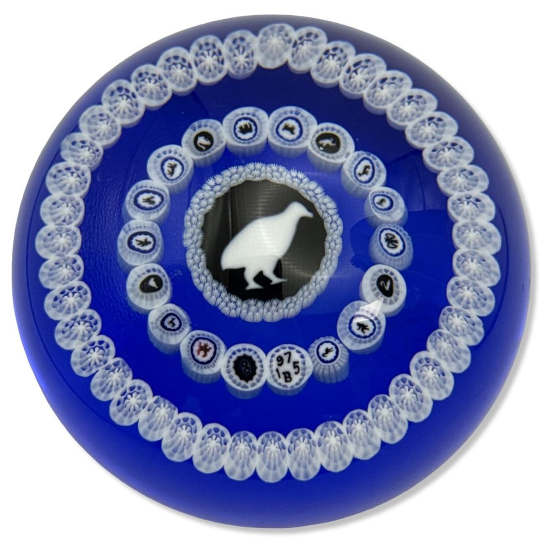 Baccarat Gridel Pheasant Paperweight: Baccarat Gridel Pheasant Paperweight. Marked, dated 1975, & numbered "204" on bottom, measures H: 2 1/2" x DIA: 3 1/4"