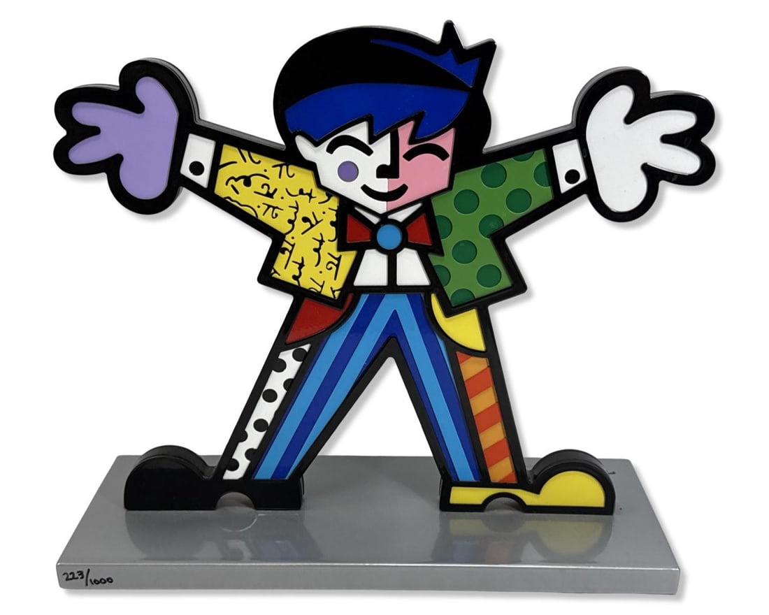 Signed Romero Britto (Brazilian, b. 1963) Hug Boy Steel & Enamel Sculpture (1 of 4)