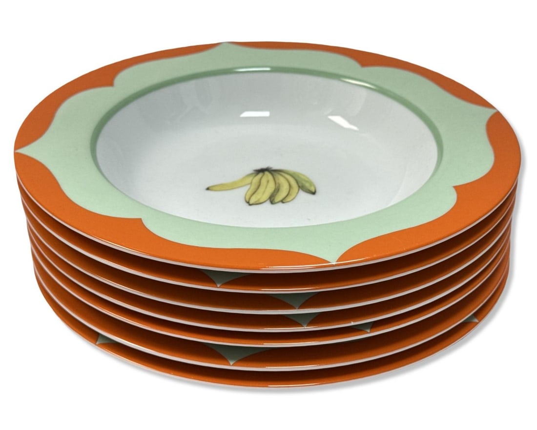 Lot of Seven Lynn Chase Monkey Business Rimmed Soup Bowls (1 of 3)