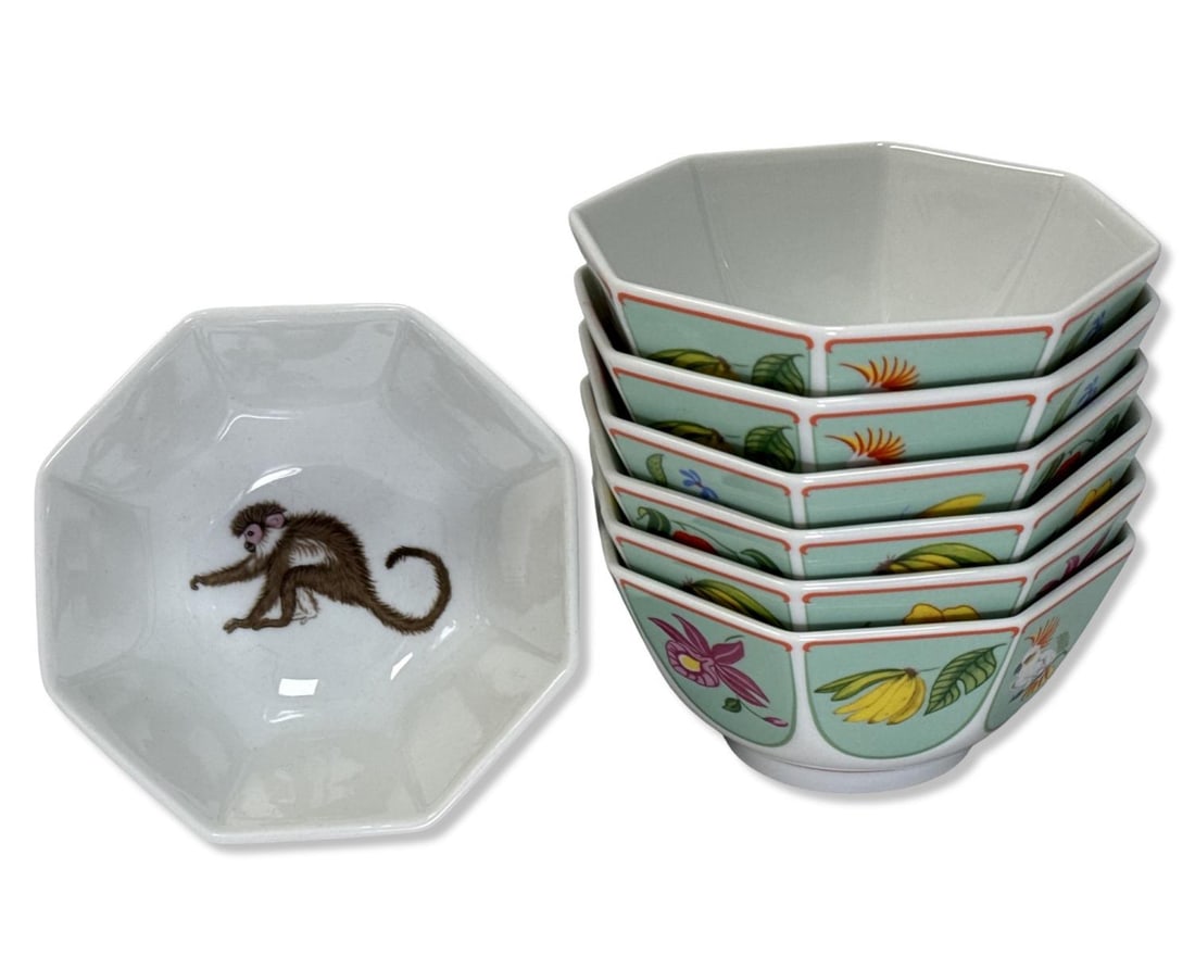 Lot of Seven Lynn Chase Monkey Business Eight Sided Vegetable Bowls (1 of 3)