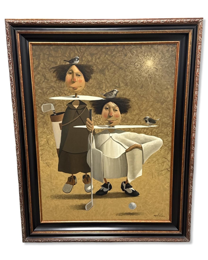 Signed Joe McFadden (American, 1950-2014) Oil Painting on Canvas Birdies in Heaven: Signed Joe McFadden (American, 1950-2014) Oil Painting on Canvas Birdies in Heaven. Signed lower right, measures H: 39 1/2" x W: 29 1/2", 5 1/4" frame