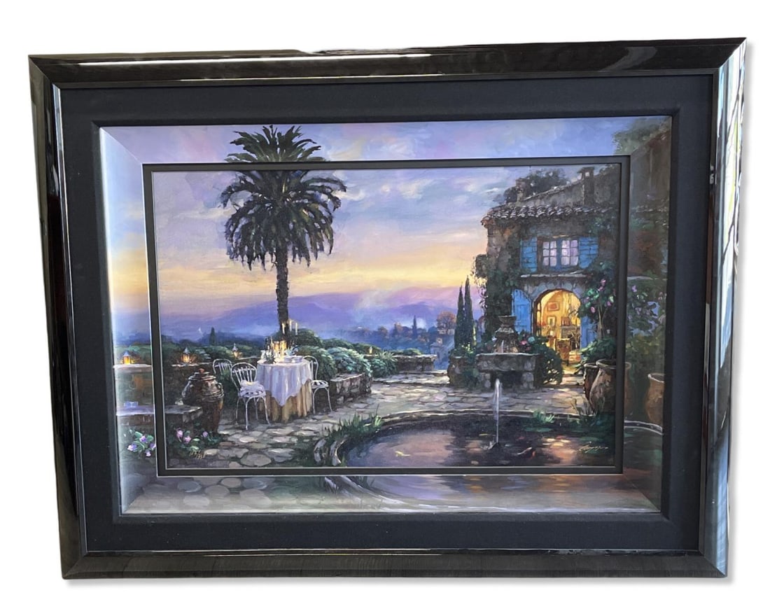 Signed Cao Yong (Chinese b. 1962) Limited Edition Giclee on Canvas Hand Embellished Villa Encantada (1 of 4)