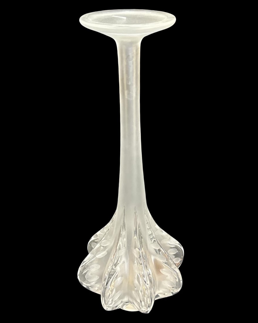 Lalique France Paris Marie Claude Frosted Crystal Stem Vase (1 of 3)