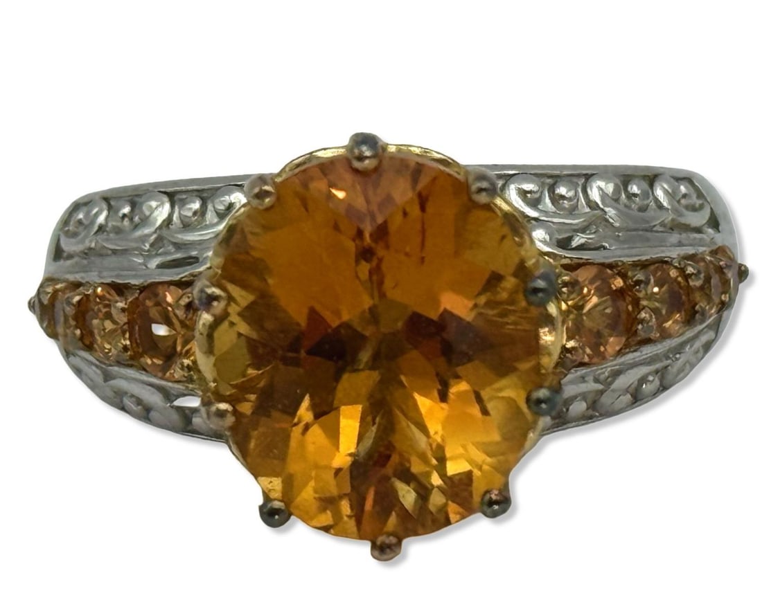 Sterling Silver, Gold Washed Sterling Silver, & Citrine Ring (1 of 2)