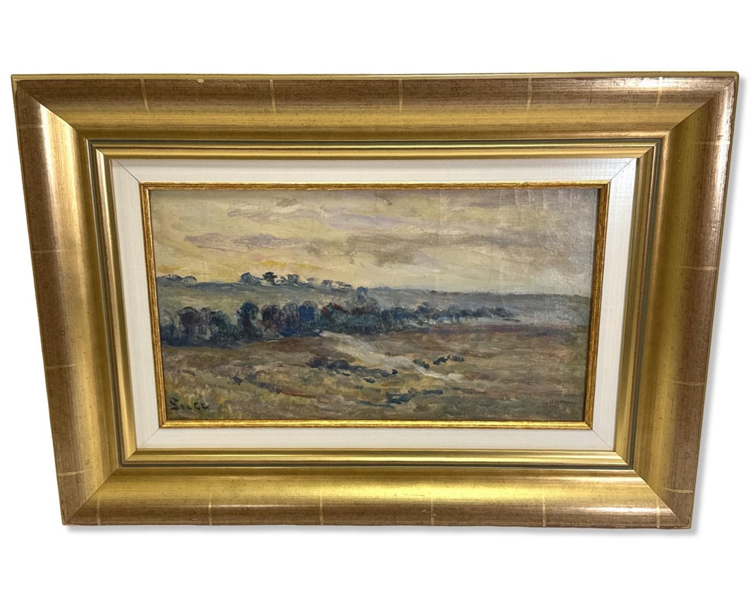 Signed Maximilien Luce (French, 1858-1941) Oil Painting on Canvas of a Hillside Landscape (1 of 4)