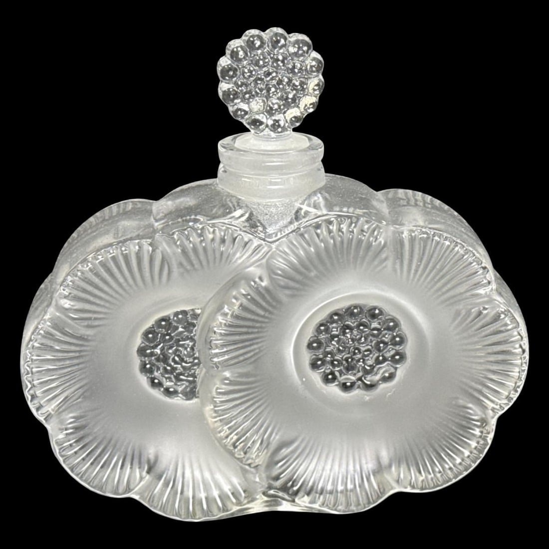 Lalique France Clear & Frosted Crystal Deux Fleurs Perfume Bottle (1 of 3)
