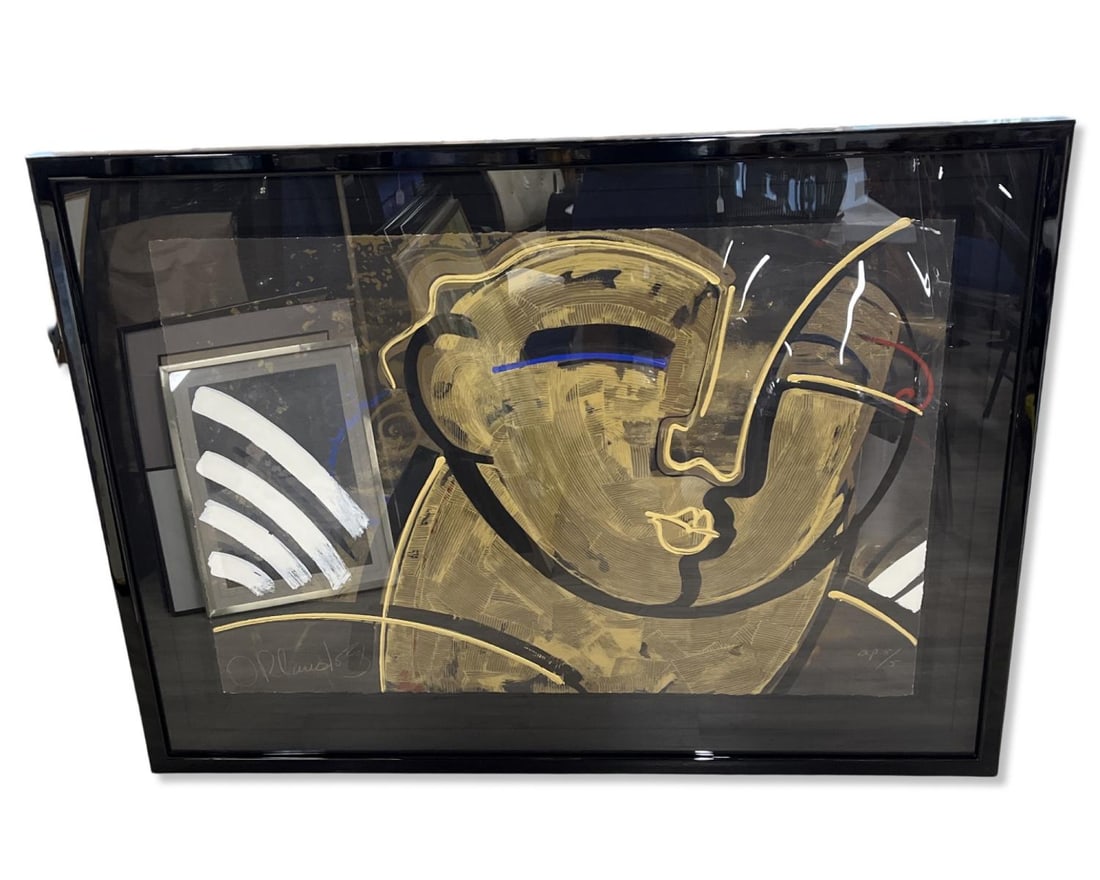 Signed Large Orlando Agudelo Botero (B. 1946) Mixed Media on Paper Abstract: Signed Large Orlando Agudelo Botero (B. 1946) Mixed Media on Paper Abstract. Signed AP 5/5, measures H: 39" x W: 58", 6" frame & matte