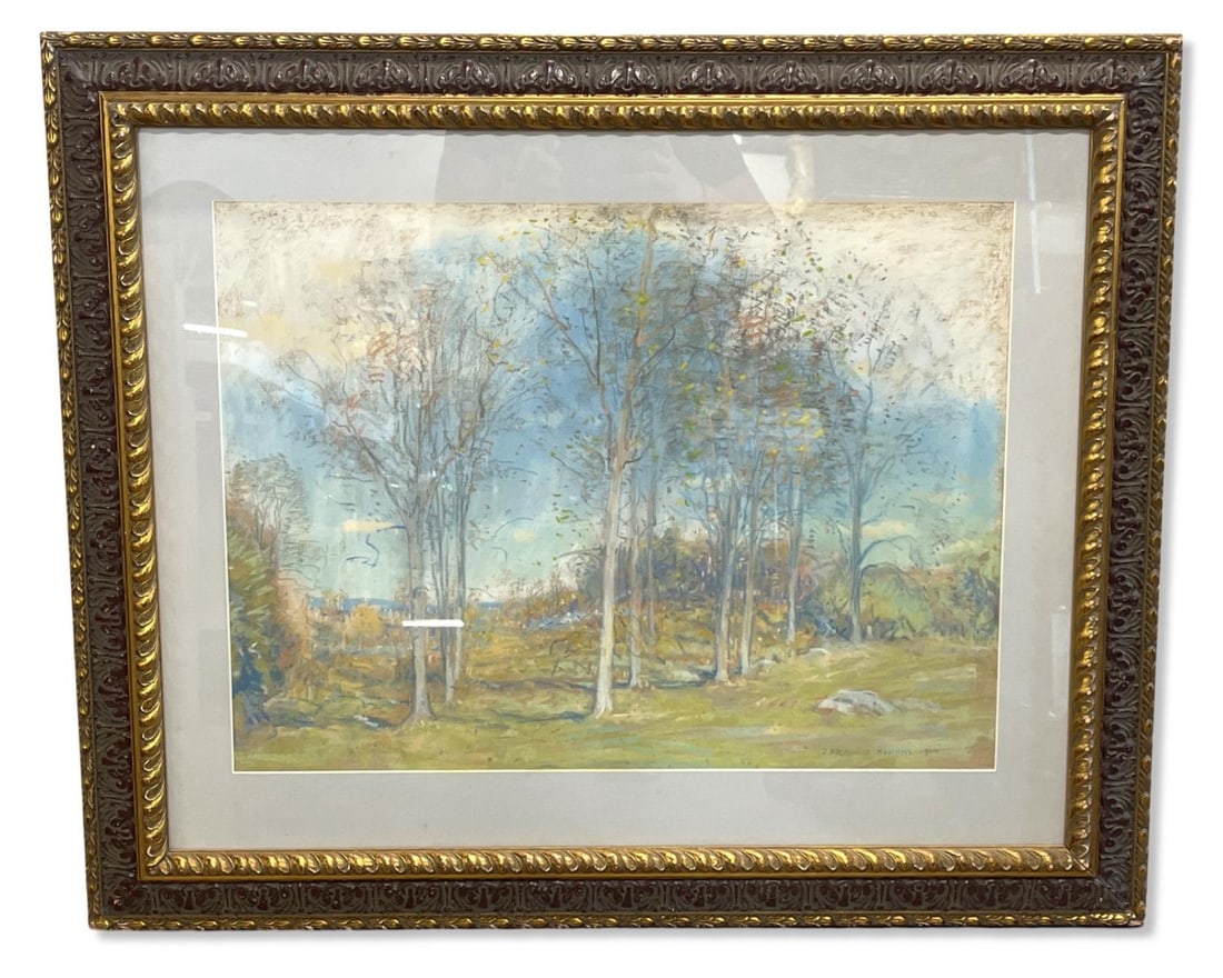 Signed John Francis Murphy (1853-1921) Pastel of a Wooded Landscape Scene (1 of 4)