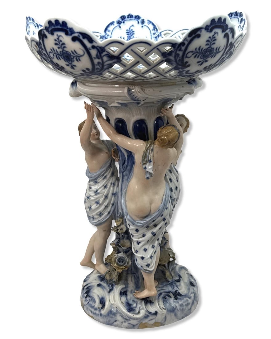 Meissen Blue & White Porcelain Figural Three Graces Centerpiece (1 of 5)