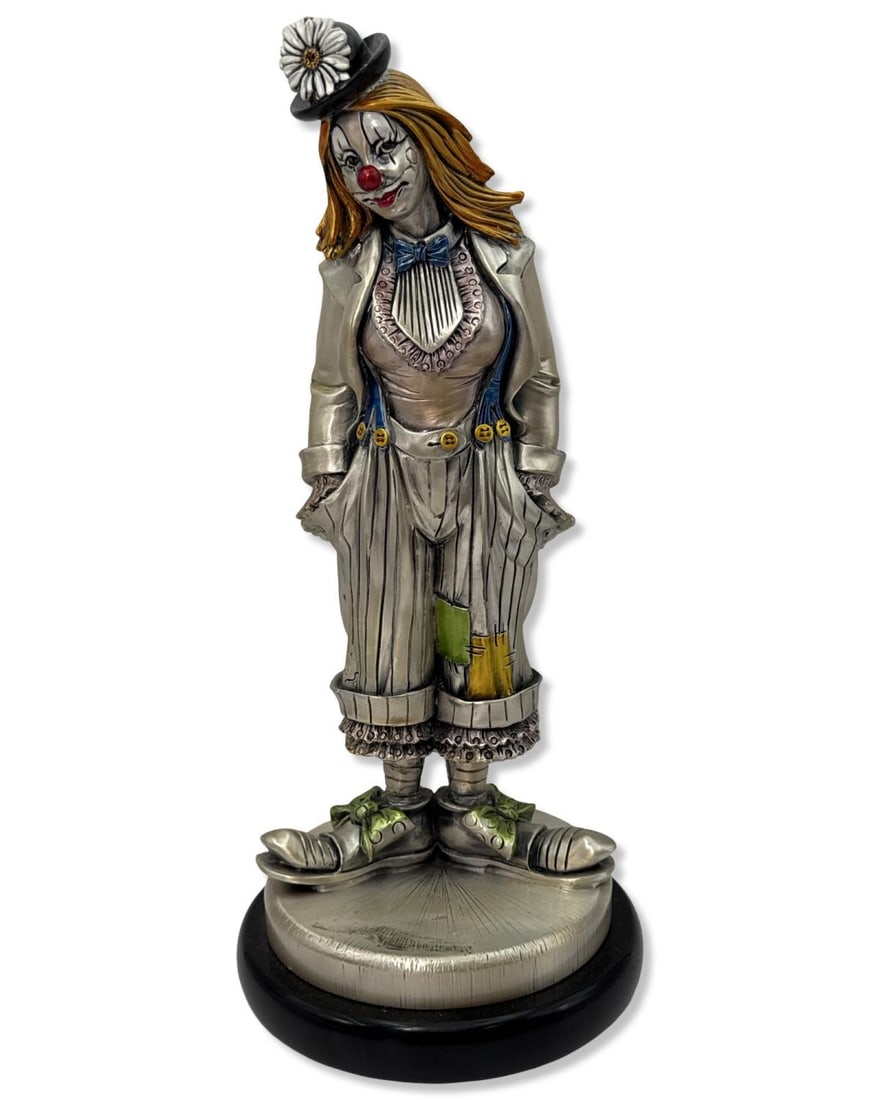 Mida Argenti Italian Silver Plated Resin Clown Sculpture (1 of 2)