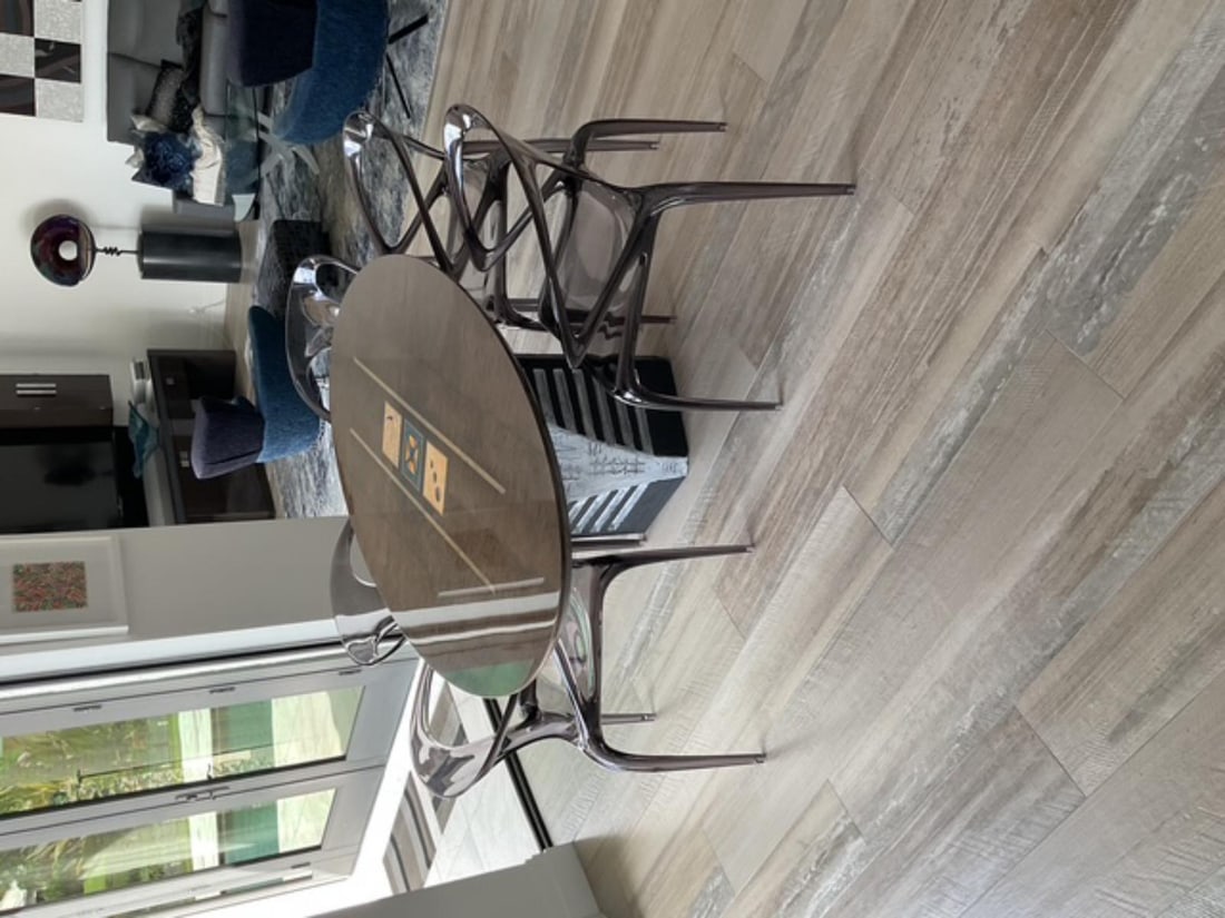 Lot of Six Polycarbonate Graphite Clear Grey Armchairs (1 of 1)