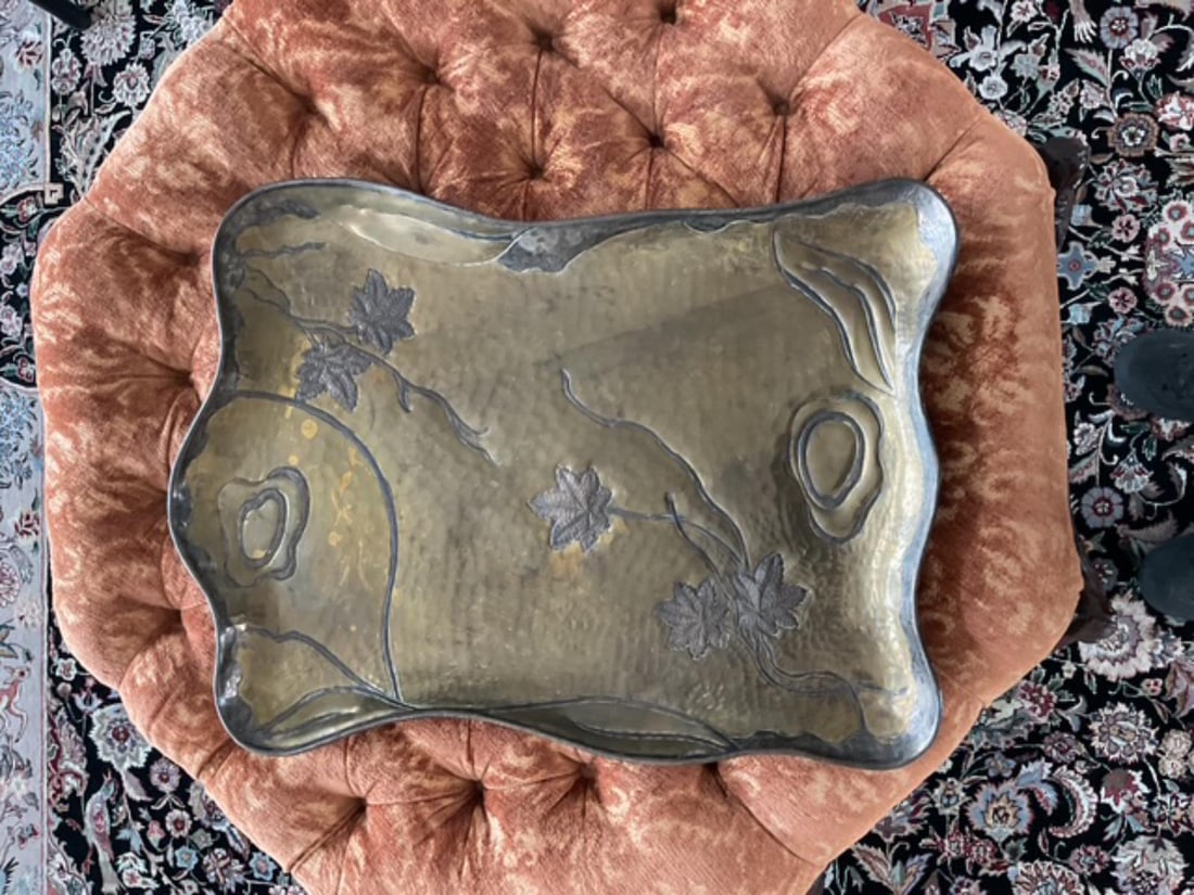 Brass Floral Motif Serving Tray (1 of 1)