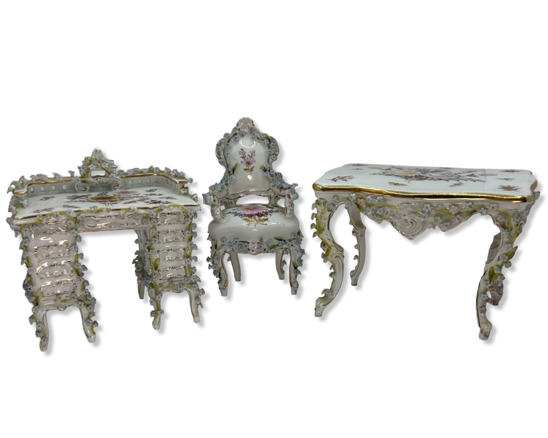 Lot of Three Dornheim, Koch, & Fischer German Porcelain Miniature Set (1 of 4)