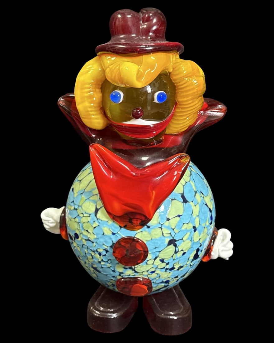 Murano Multicolored Art Glass Clown Figurine: Murano Multicolored Art Glass Clown Figurine measures H: 9 1/4" x W: 6"
