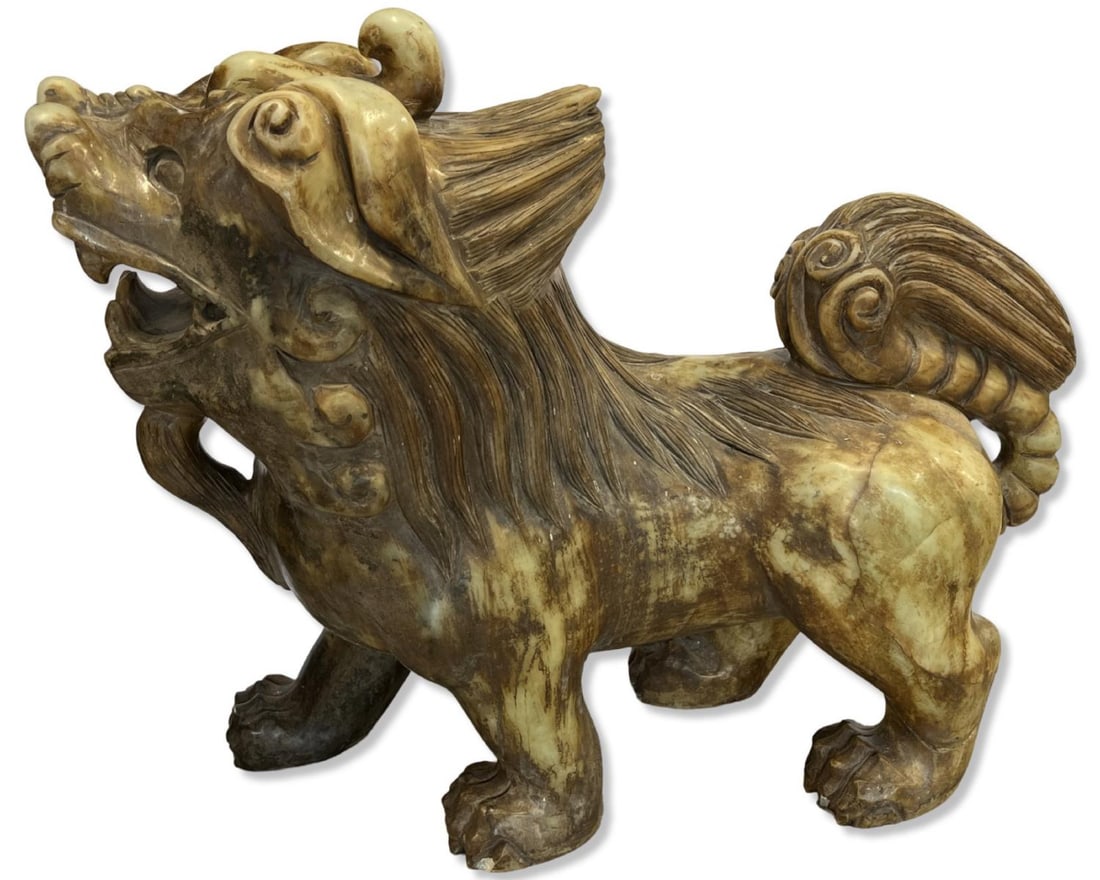 Chinese Carved Jade Foo Dog Statue (1 of 3)