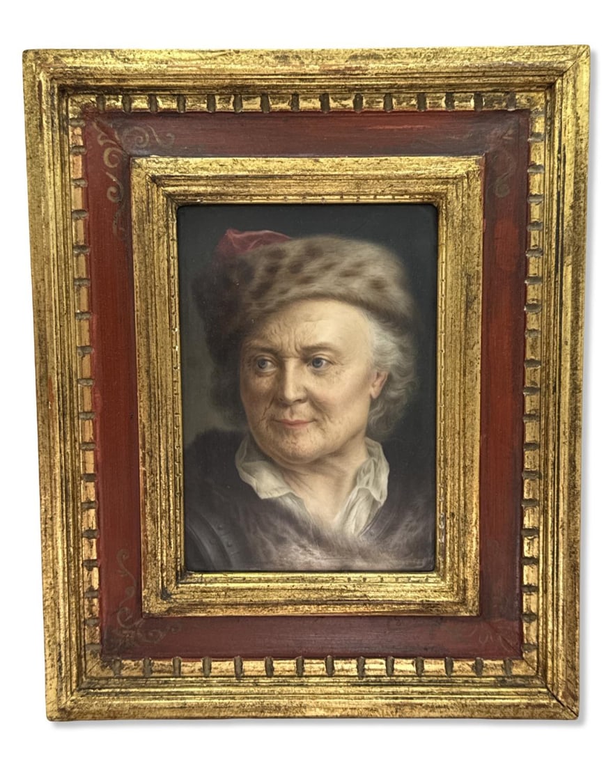 Antique European Framed Porcelain Plaque of a Man's Portrait (1 of 3)