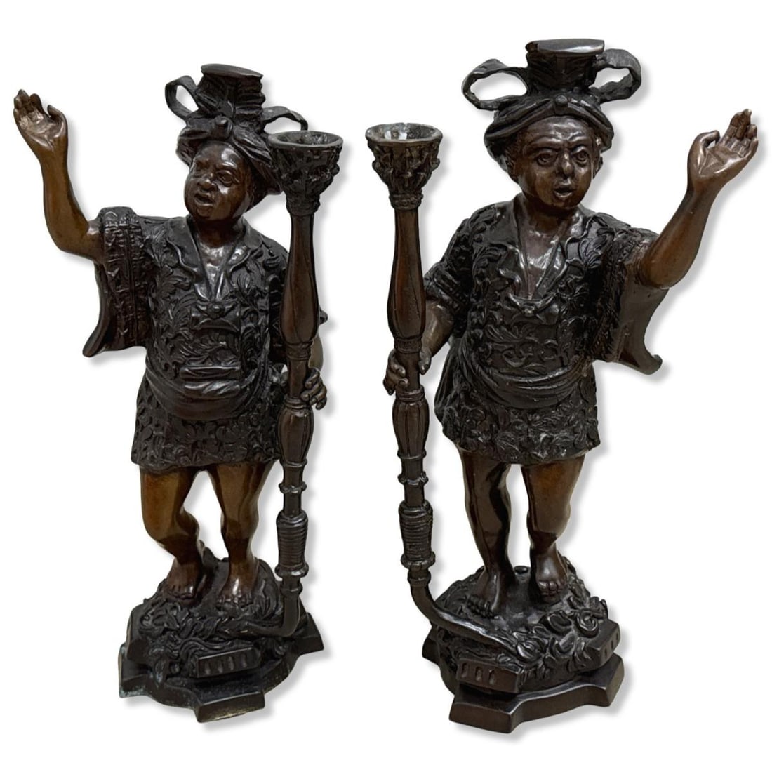 Pair of Blackamoor Bronze Figural Candleholders (1 of 2)