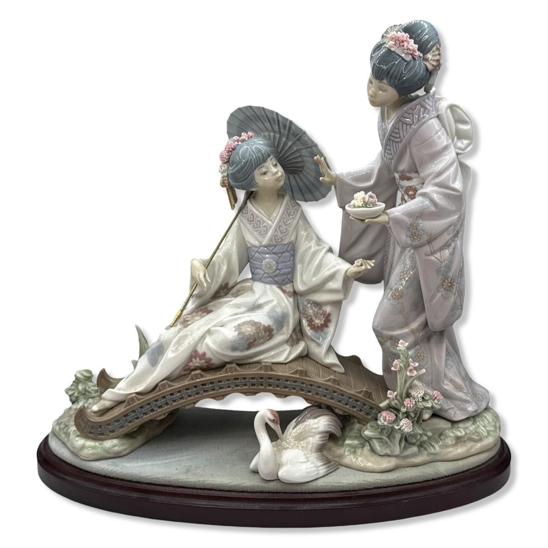 Lladro 1445 Springtime in Japan Porcelain Figural Group on Wood Base (1 of 4)