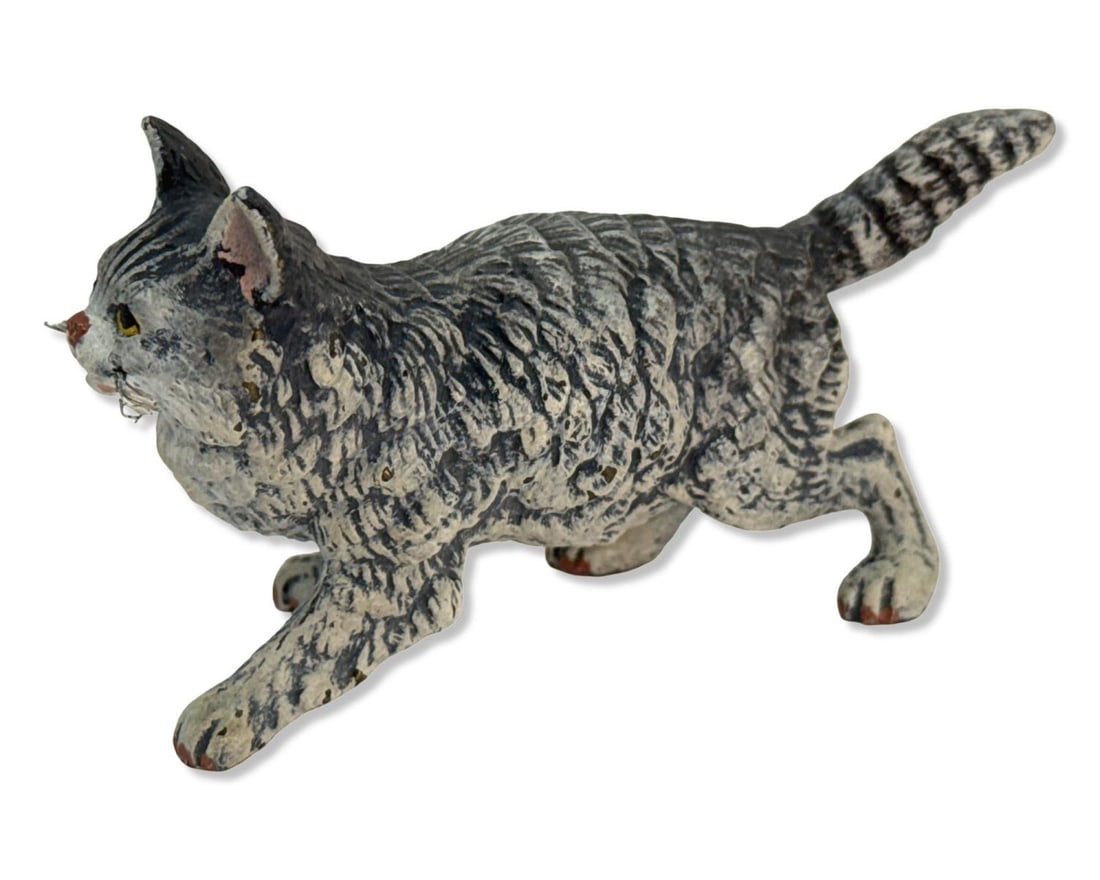 Antique Austria Vienna Cold Painted Bronze Cat Sculpture (1 of 2)