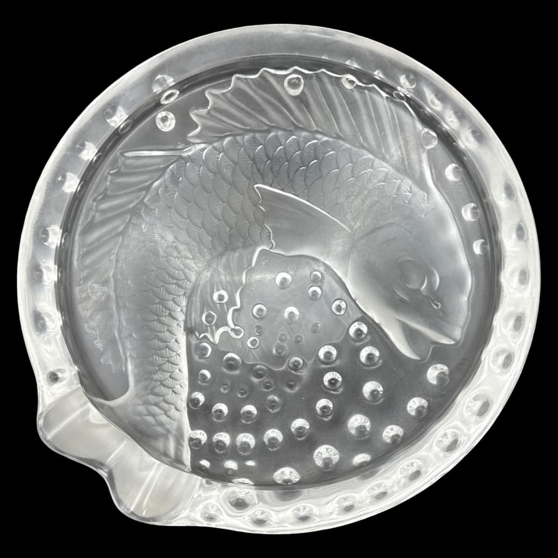 Lalique France Clear & Frosted Crystal Concarneau Koi Fish Ashtray (1 of 2)