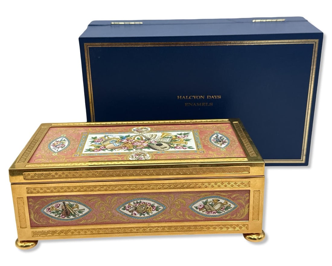 Halycon Days Enamel Ornately Designed Music Box. Inspired by an enameled gold box made in Paris (1 of 7)