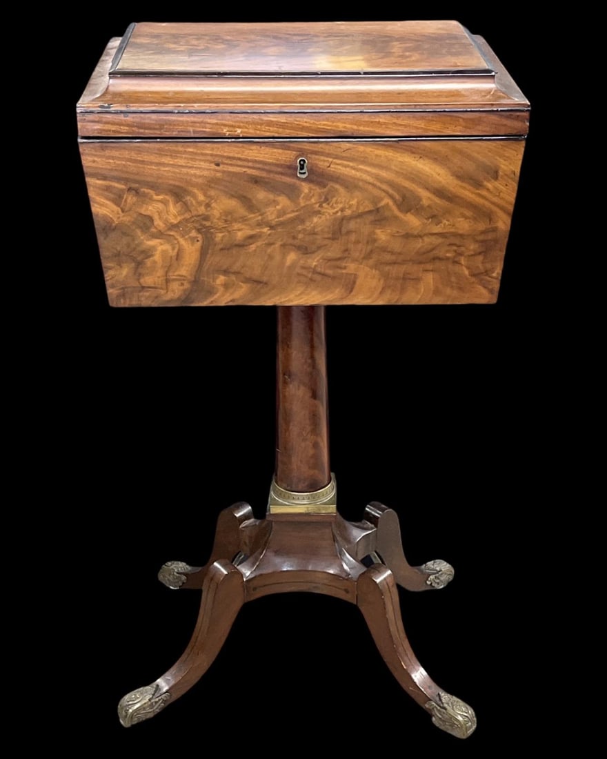 Antique English Carved Rosewood Tea Caddy on Stand (1 of 3)