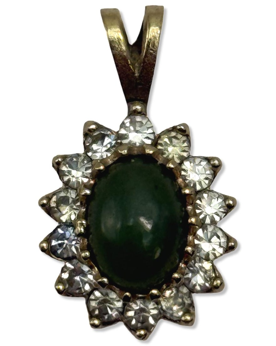 14kt YG, Jade, & Approx 0.50ct Diamond Pendant (1 of 2)