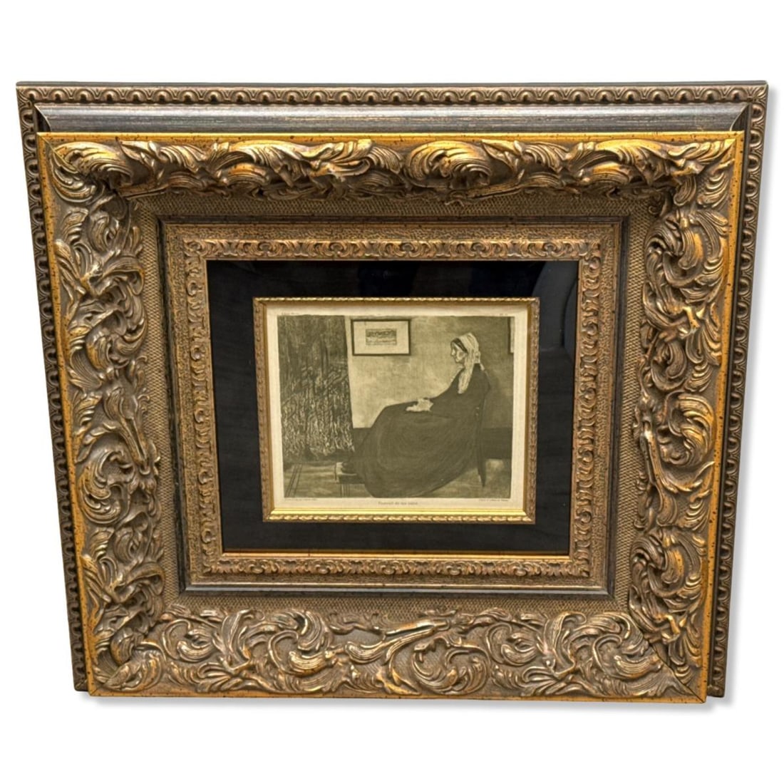 James Abbott McNeill Whistler (American, 1834-1903) Etching with Drypoint Portrait de Ma Mere: James Abbott McNeill Whistler (American, 1834-1903) Etching with Drypoint Portrait de Ma Mere measures H: 7 3/4" x W: 8 7/8", 4" frame & matte. Includes COA and original purchase invoice of $3,723.55