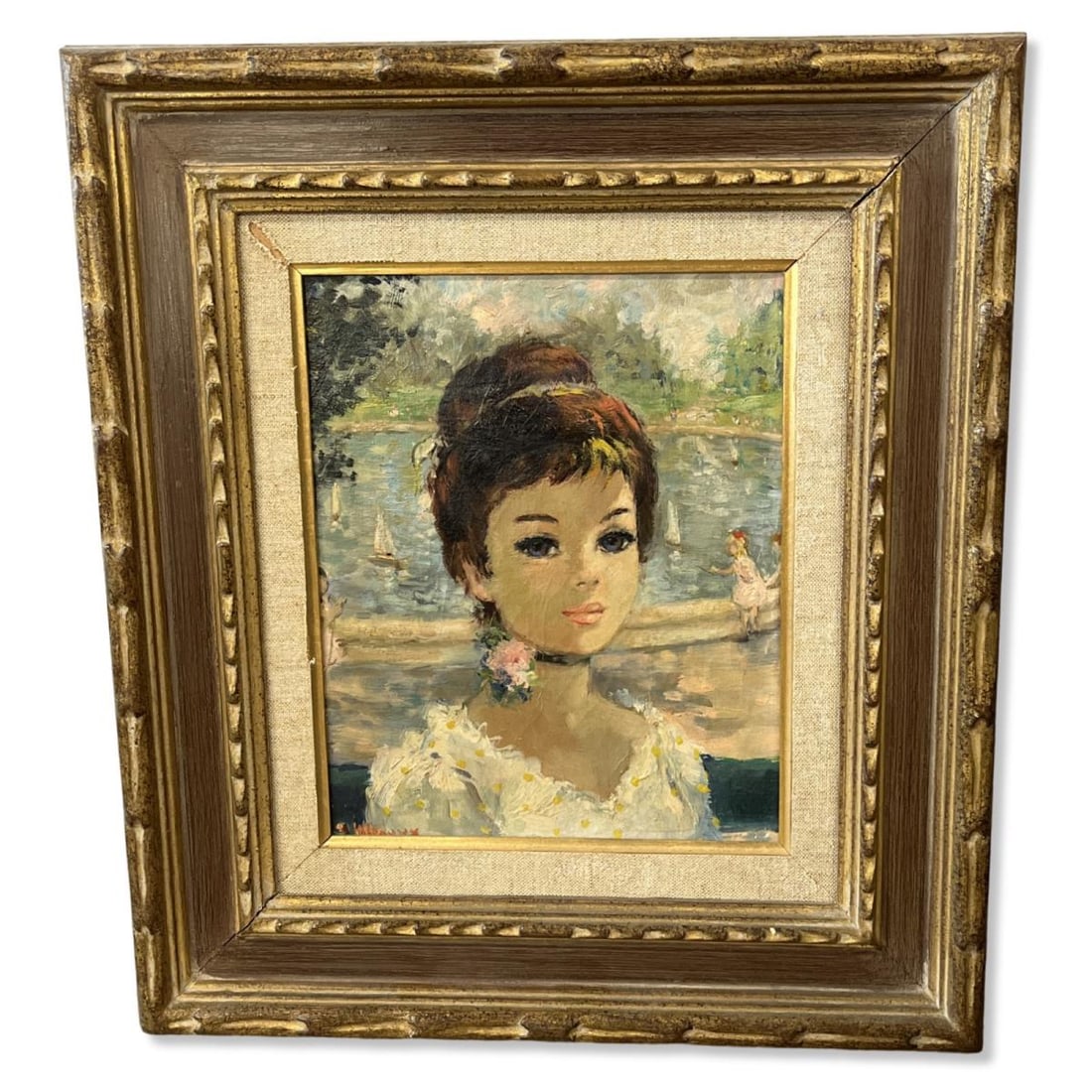 Signed Maurice Alleroux Oil Painting on Canvas of a Ladies Portrait: Signed Maurice Alleroux Oil Painting on Canvas of a Ladies Portrait. Signed lower left, measures 10" x 8", 3 1/2" frame & matte