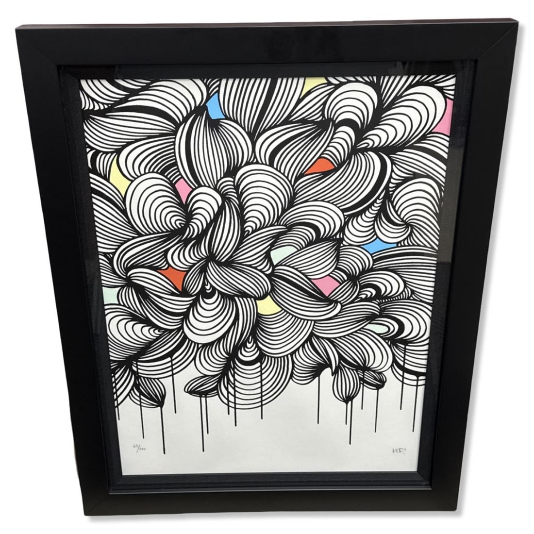 Signed Kef! (German, b. 1989) Original Screenprint in Color: Signed Kef! (German, b. 1989) Original Screenprint in Color. Signed & numbered 63/200. Total measurement H: 28 3/8" x W: 22 3/8", subject H: 23 1/4" x W: 17 1/2". Includes COA & original purchase