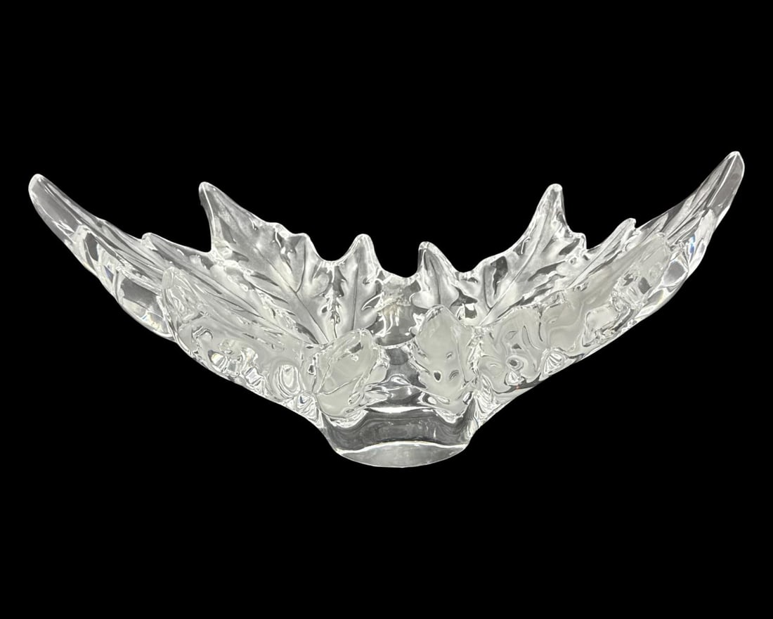 Lalique France Frosted & Clear Crystal Champs Elysees Centerpiece Bowl: Lalique France Frosted & Clear Crystal Champs Elysees Centerpiece Bowl measures H: 7 1/2" x DIA: 18"