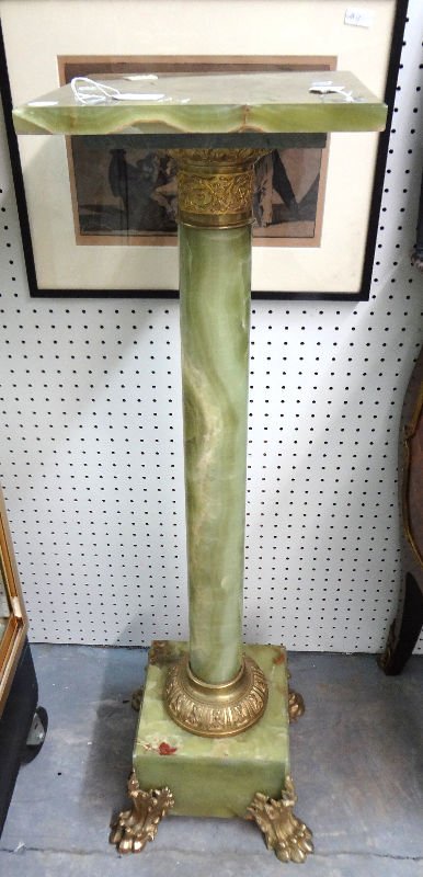 Green Onyx Bronze Mounted Column Pedestal