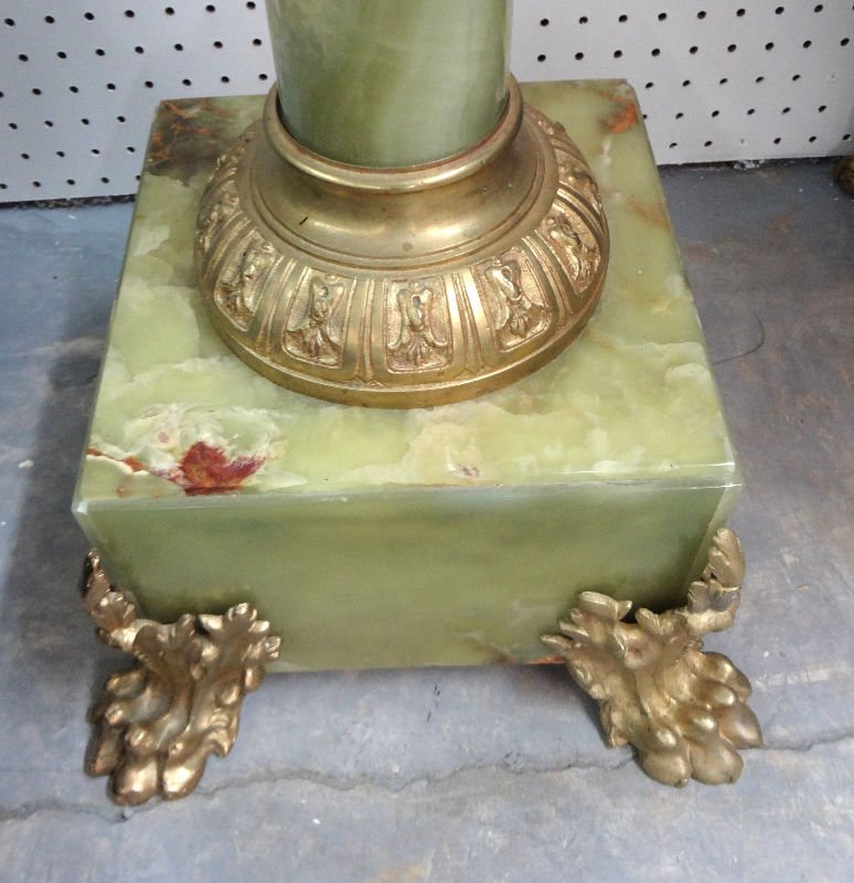 Green Onyx Bronze Mounted Column Pedestal - 2