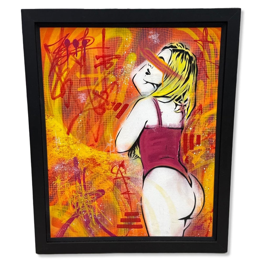 Signed Zero Gradient (British, b. 1981) Original Mixed Media on Canvas: Signed Zero Gradient (British, b. 1981) Original Mixed Media on Canvas. Signed lower right, total H: 34" x W: 28", subject H: 29 3/4" x W: 23 5/8". Includes COA & original purchase invoice of $2,225.5