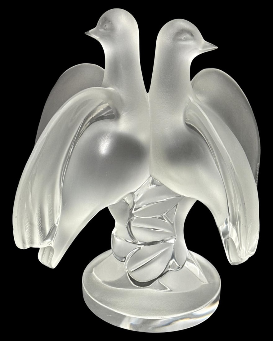 Lalique France Frosted & Clear Crystal Ariane Doves Figurine (1 of 3)