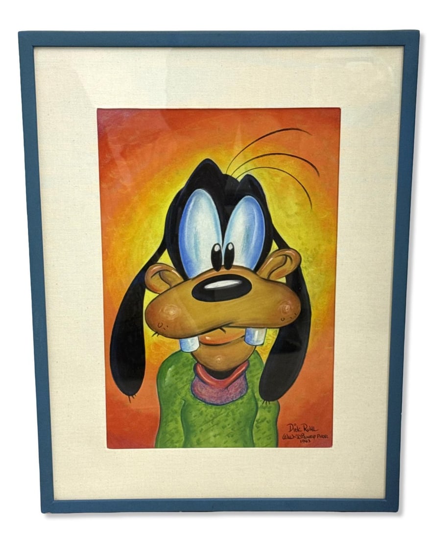 Signed Dick Ruhl (American, 1926-1991) Original Gouache Painting of Goofy (1 of 3)