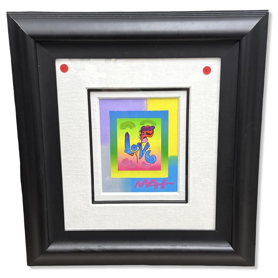 Signed Peter Max (German/American, b. 1937) Love on Blends 2006 Oil Painting with Collage (1 of 3)