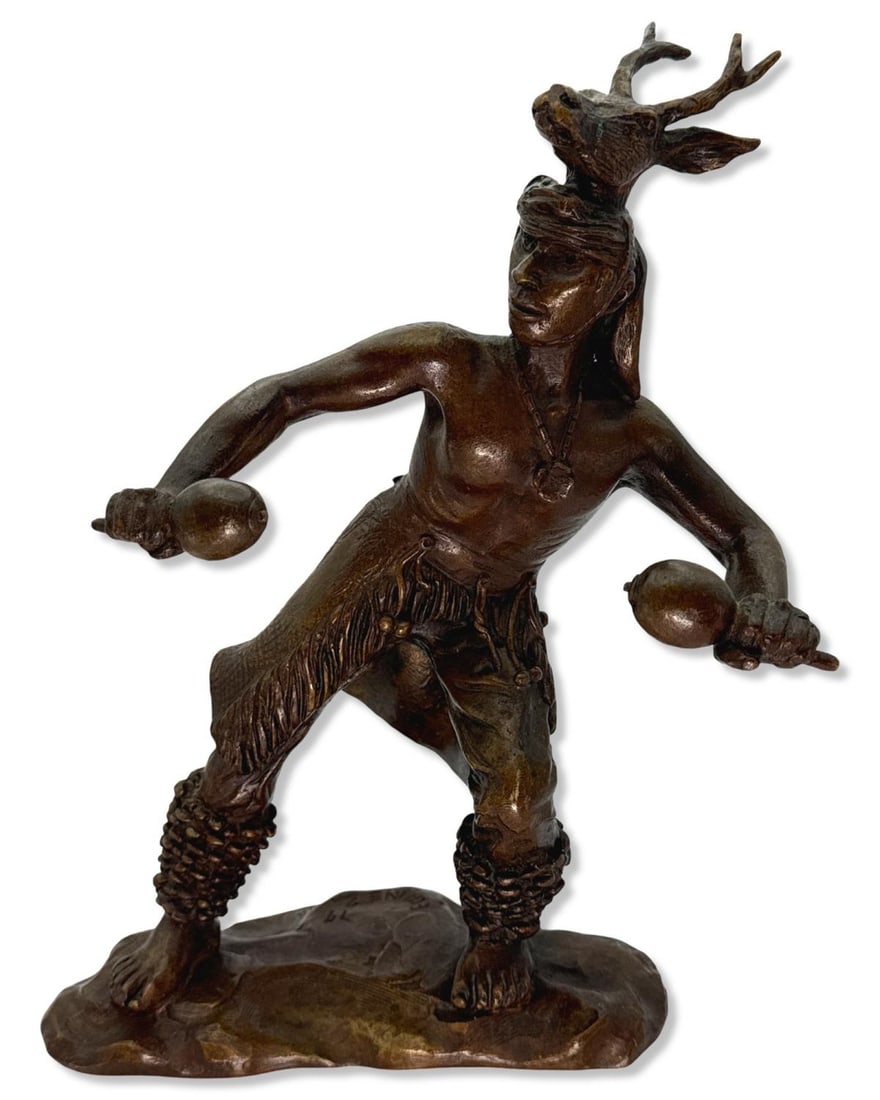 Signed F. Chavez (Mexican, 20th Century) Bronze Sculpture of an Indigenous Man (1 of 3)