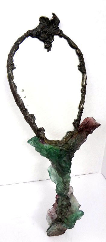 Stunning Daum Pate de Verre Bronze Hand Mirror: Stunning Daum Pate de Verre Bronze Hand Mirror, depicting beautiful women. Measures - 12 3/4" high x 5 1/2" wide.For Domestic or International Shipping Quotes Please Feel Call Ryan or Dave at Eagle Sh