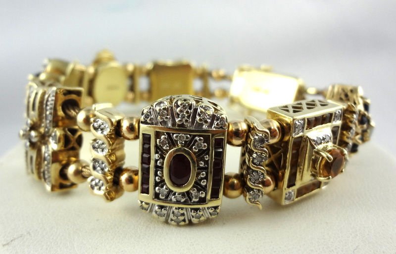 Contemporary Diamond Gemstone Slide Bracelet