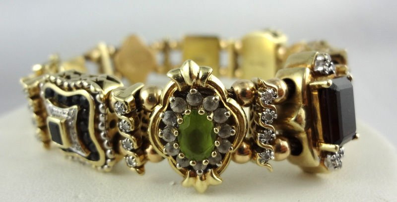 Contemporary Diamond Gemstone Slide Bracelet - 3